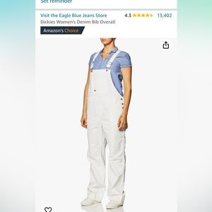 NWT Dickies Women's Denim Bib Overall - White, Size Small